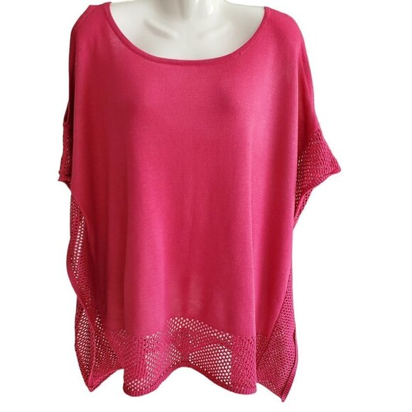 Tops - Pink Knit Women's Top with shoulder cutouts